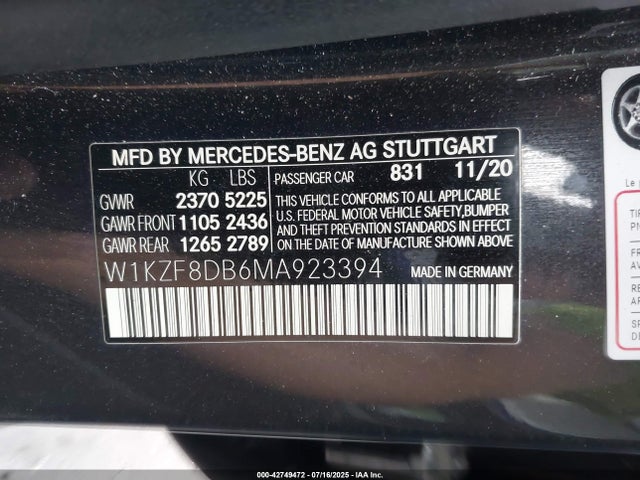 W1KZF8DB6MA923394 Mercedes-Benz m264