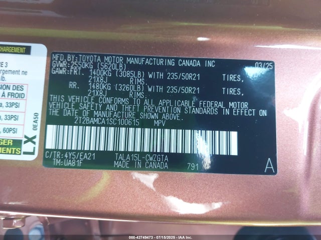 Lexus t24a-fts 2025 2T2BAMCA1SC100615 Image 9