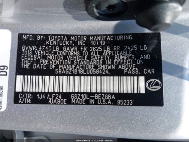 2020 LEXUS ES 350 58AGZ1B18LU058424 Photo 8