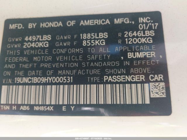 2017 ACURA NSX 19UNC1B09HY000531 Photo 8