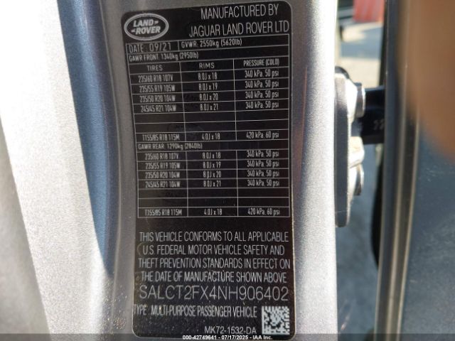 2022 LAND ROVER DISCOVERY SPORT SALCT2FX4NH906402 Photo 8