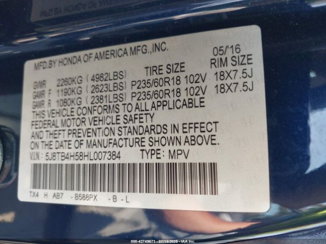 2017 ACURA RDX 5J8TB4H58HL007384 Photo 8