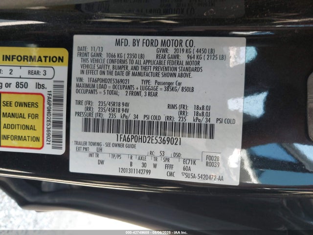 Ford 2014 2014 1FA6P0HD2E5369021 Image 9