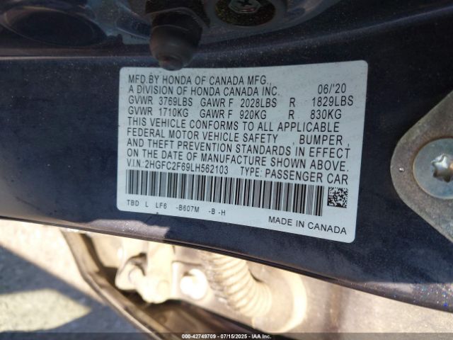 2020 HONDA CIVIC 2HGFC2F69LH562103 Photo 8
