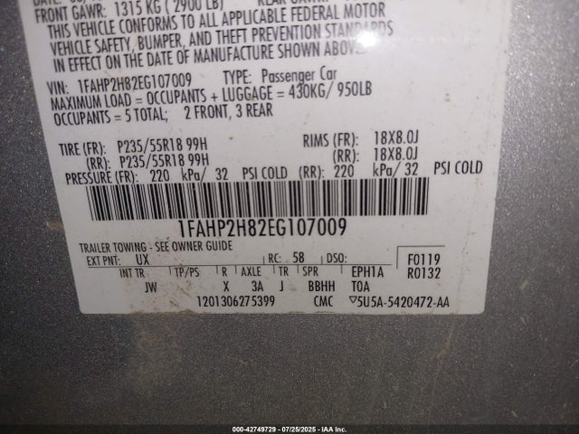 1FAHP2H82EG107009 Ford 2014