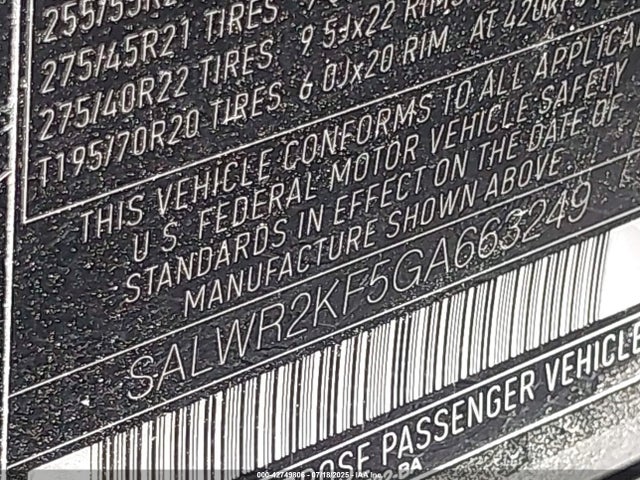 SALWR2KF5GA663249 Land Rover td6 lev3 lev160