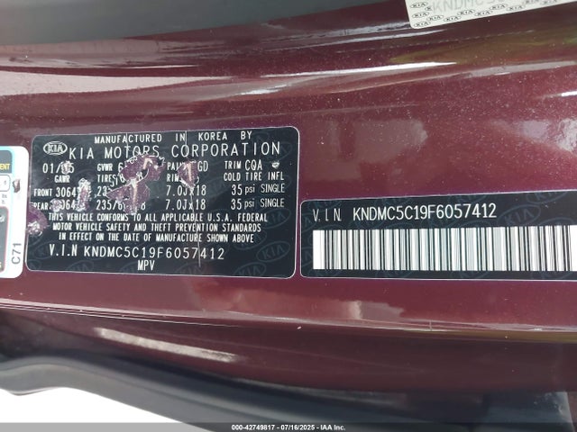 KNDMC5C19F6057412 KIA dohc gdi lambda ii
