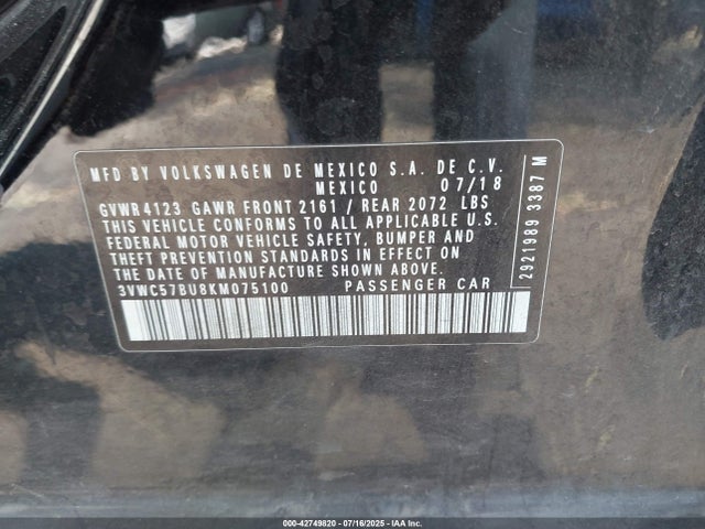 3VWC57BU8KM075100 Volkswagen 1.4 tsi