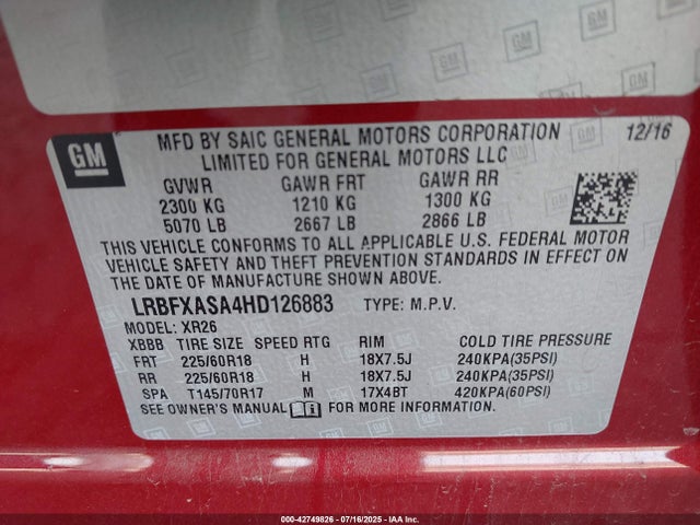 Buick lcv -sidi: spark ignited direct injection, vvt: variable valve timing, e85 max, e0-e100, alum, dcvcp 2017 LRBFXASA4HD126883 Image 9