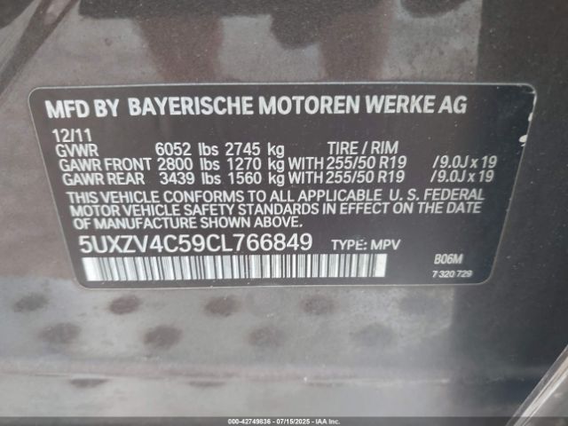 2012 BMW X5 5UXZV4C59CL766849 Photo 8