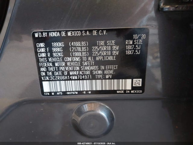 Honda r18z9 2021 3CZRU6H14MM704971 Image 9