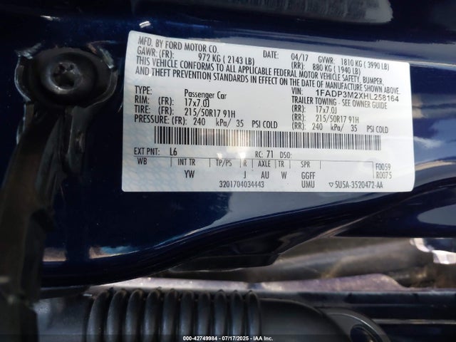 1FADP3M2XHL258164 Ford 2.0l gdi