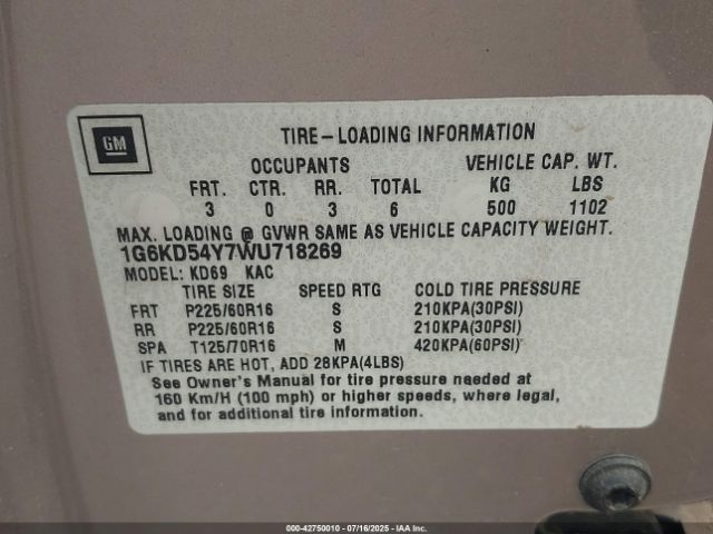 1998 CADILLAC DEVILLE 1G6KD54Y7WU718269 Photo 8