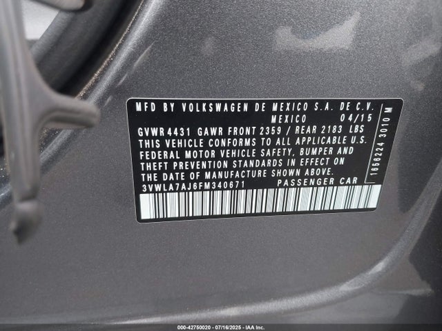 3VWLA7AJ6FM340671 Volkswagen Jetta