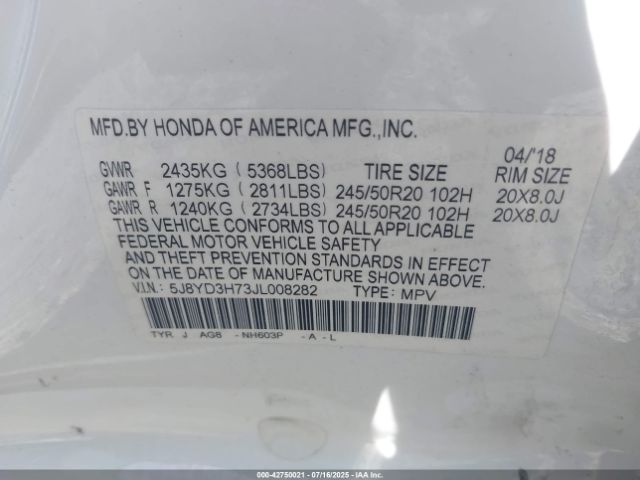 2018 ACURA MDX 5J8YD3H73JL008282 Photo 8