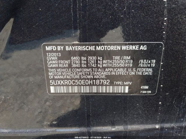 2014 BMW X5 5UXKR0C50E0H18792 Photo 8