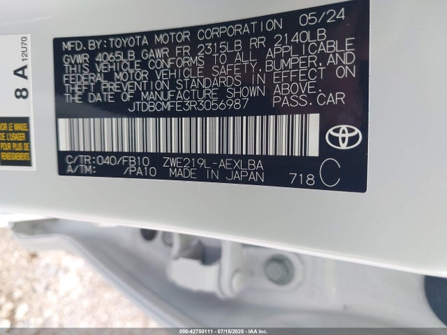Toyota 2zr-fxe 2024 JTDBCMFE3R3056987 Image 9