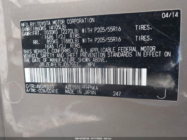 Scion 2az-fe 2014 JTLZE4FE1EJ057557 Image 9