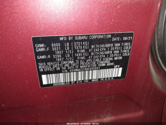 4S4WMACD3M3469991 Subaru Ascent