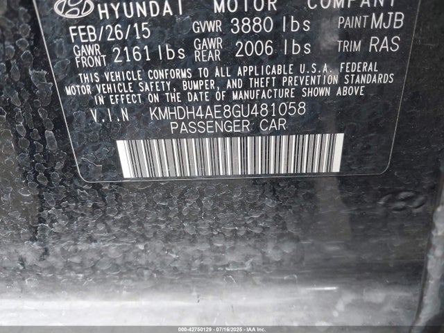 KMHDH4AE8GU481058 Hyundai dohc mpi nu