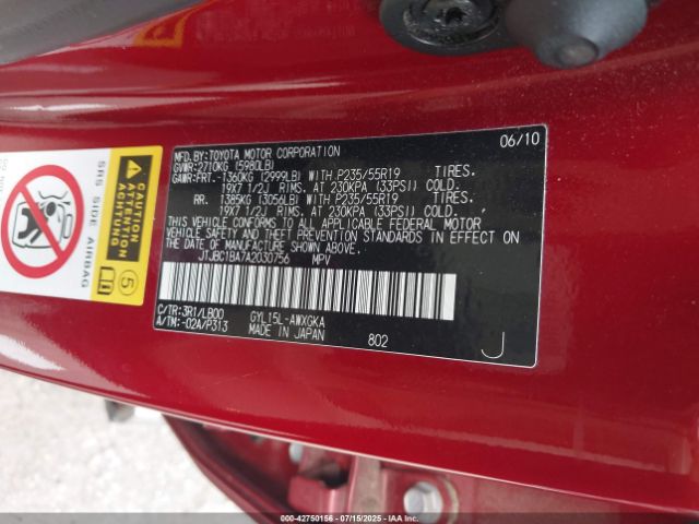 2010 LEXUS RX 450H JTJBC1BA7A2030756 Photo 8