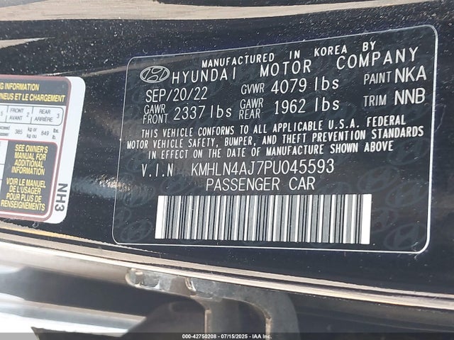 KMHLN4AJ7PU045593 Hyundai gdi kappa