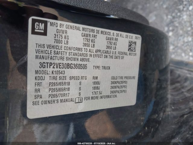2011 GMC SIERRA 1500 3GTP2VE30BG360506 Photo 8