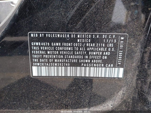 3VW2K7AJ3EM392749 Volkswagen 2014