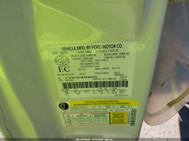 Ford 2014 2014 1FTFW1EF4EKE86450 Image 9