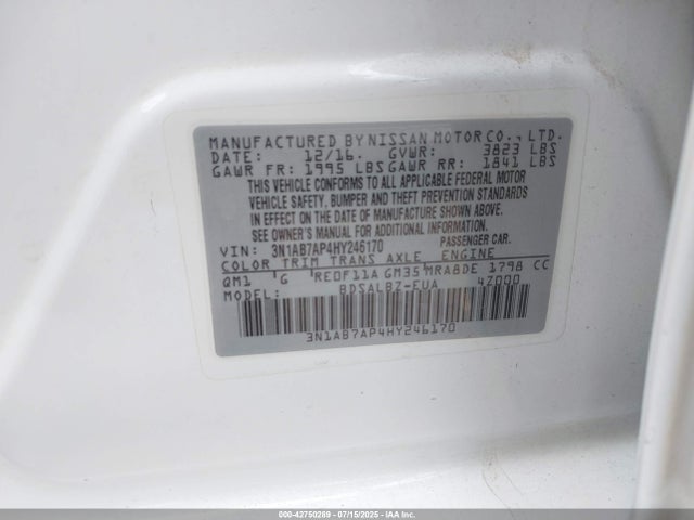 3N1AB7AP4HY246170 Nissan SENTRA S