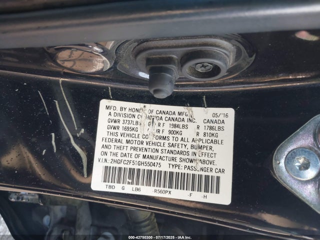 2HGFC2F51GH550475 Honda k20c2