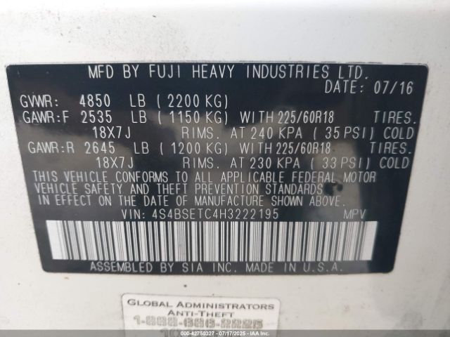2017 SUBARU OUTBACK 4S4BSETC4H3222195 Photo 8