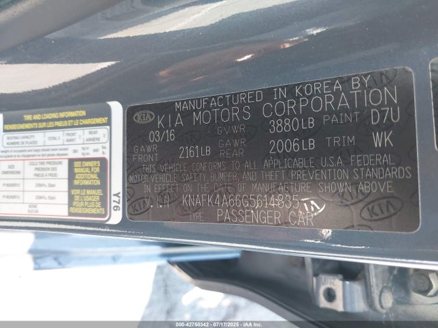 KNAFK4A66G5614835 KIA mpi nu
