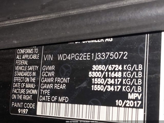 2018 MERCEDES-BENZ METRIS WD4PG2EE1J3375072 Photo 8