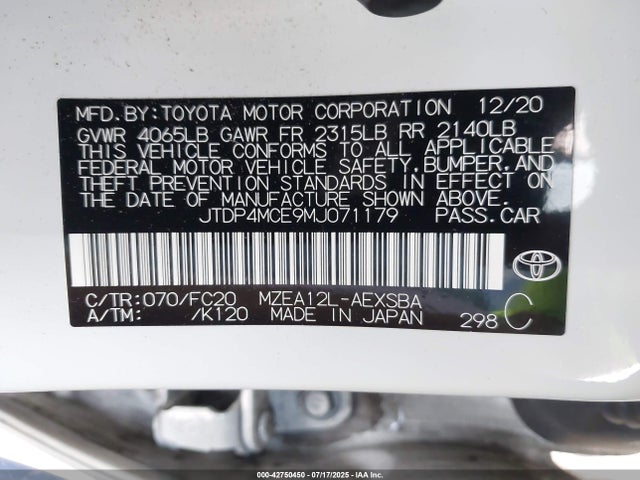 JTDP4MCE9MJ071179 Toyota m20-fks