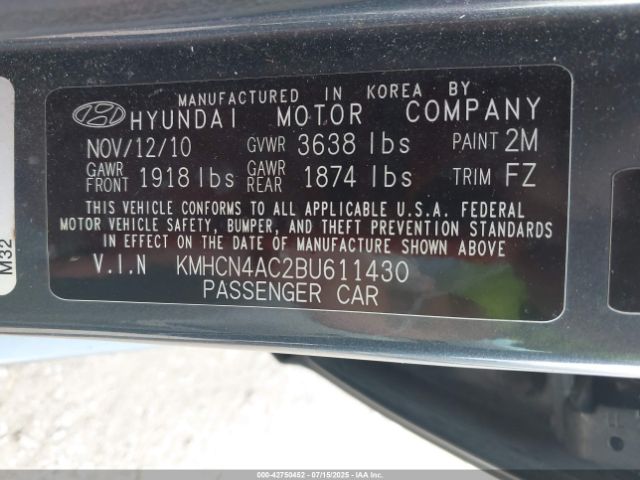 2011 HYUNDAI ACCENT KMHCN4AC2BU611430 Photo 8