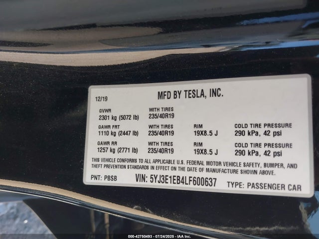 2020 TESLA MODEL 3 5YJ3E1EB4LF600637 Photo 8