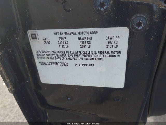 2000 CADILLAC ELDORADO 1G6EL12Y6YB705300 Photo 8