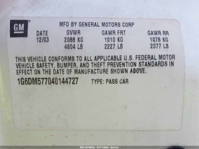 2004 CADILLAC CTS 1G6DM577040144727 Photo 8