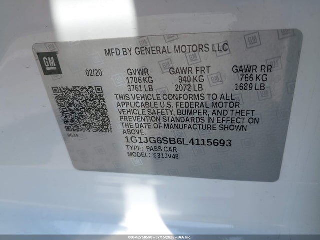 1G1JG6SB6L4115693 Chevrolet luv - mfi, variable valve timing, alum, e85 max