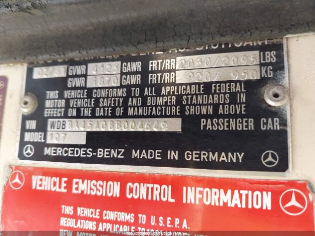 1981 MERCEDES-BENZ 380 WDBBA45A0BB004649 Photo 8