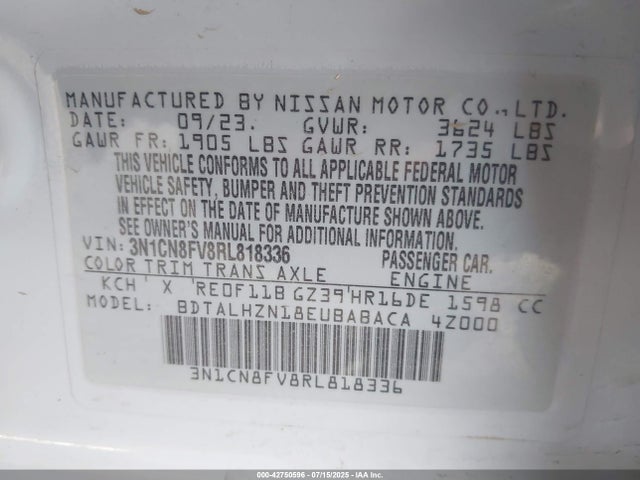 3N1CN8FV8RL818336 Nissan 2024