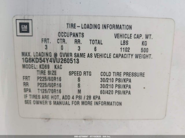1997 CADILLAC DEVILLE 1G6KD54Y4VU260513 Photo 8