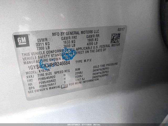 1GYS4CKJ4HR246684 Cadillac l86 -sidi: spark ignition direct injection, vvt: variable valve timing, afm, e85 max, alum