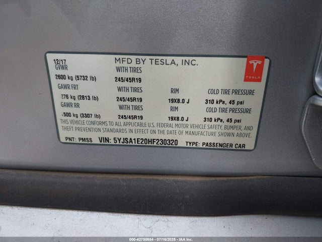 5YJSA1E20HF230320 Tesla MODEL S