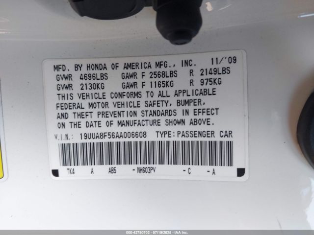 2010 ACURA TL 19UUA8F56AA006608 Photo 8