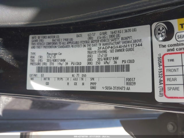 Ford 1.6l gtdi 2017 3FADP4GX4HM117344 Image 9
