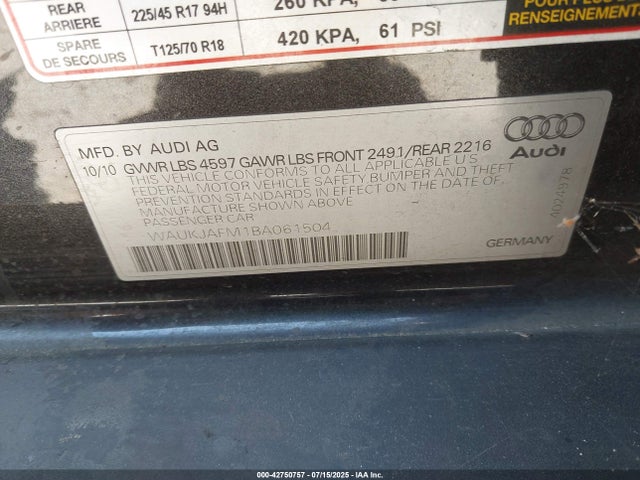 2011 AUDI A3 WAUKJAFM1BA061504 Photo 8
