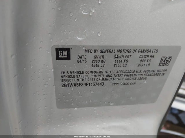 Chevrolet lfx 2015 2G1WA5E39F1157443 Image 9