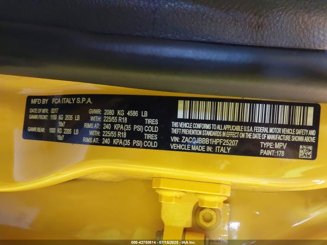 Jeep Renegade 2017 ZACCJBBB1HPF25207 Image 9